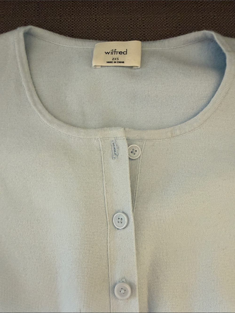 Wilfred Size 2XS Light Blue Women's Button-Up Ribbed Waist Sweater - Picture 2 of 6